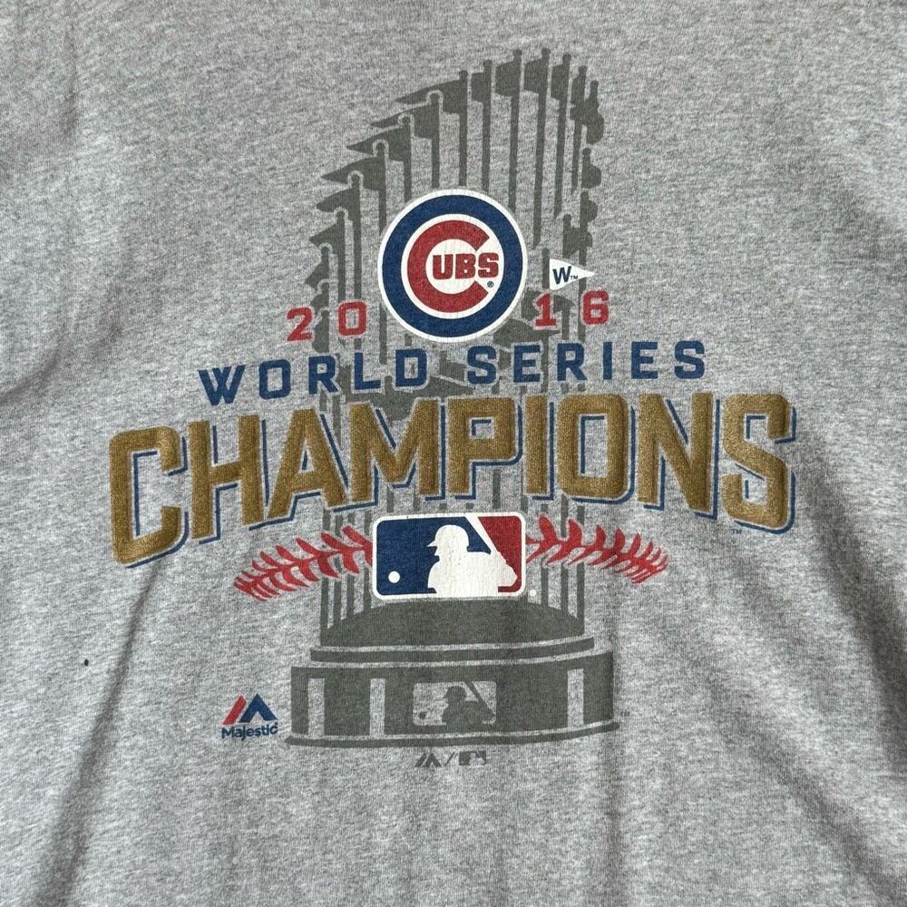Chicago Cubs 2016 World Series Tee Men's M Gray MLB Delta Collector Shirt - Picture 2 of 13